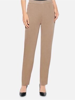 Misook Tan Straight-Leg Knit Pants size Medium